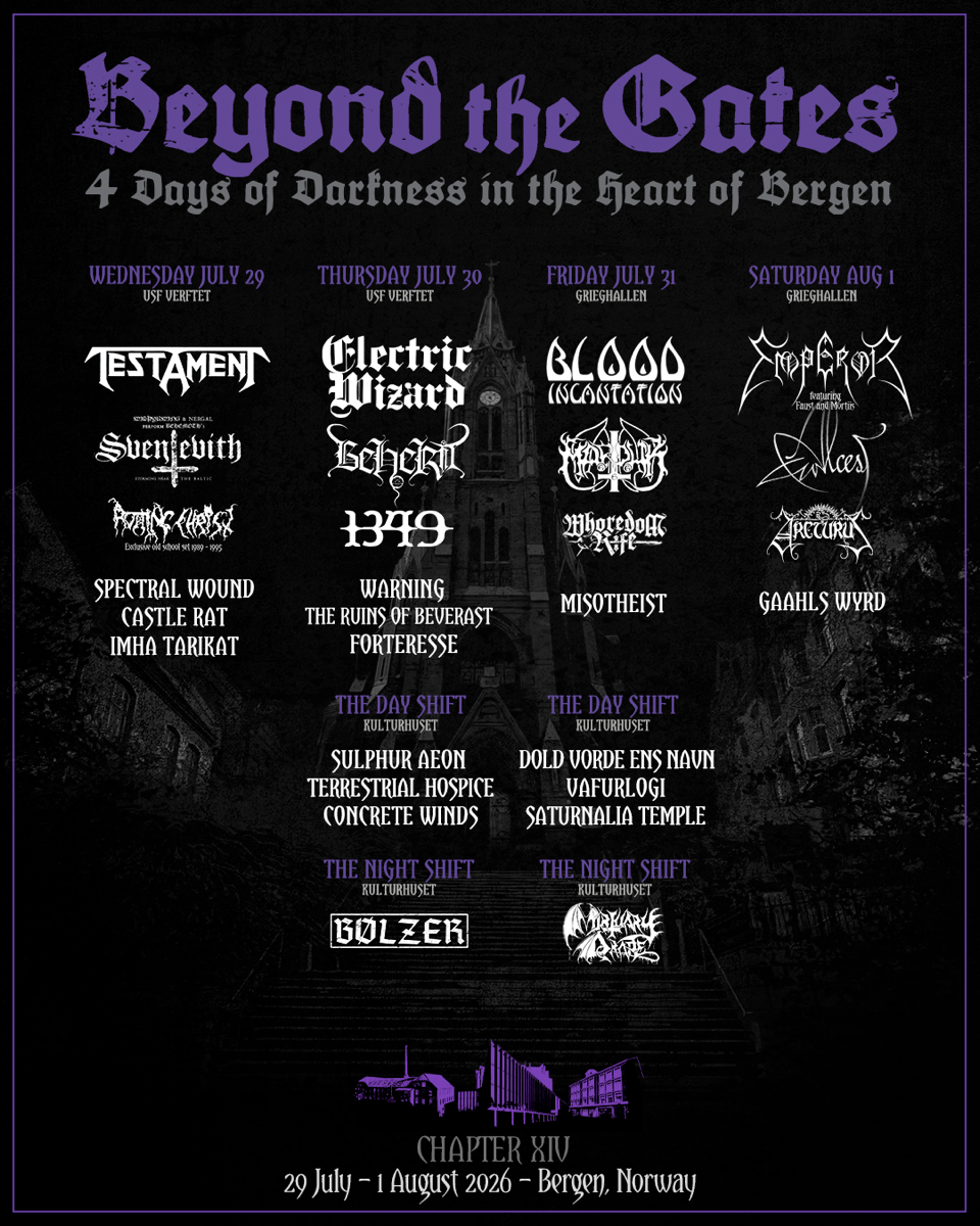 🔥⛪BEYOND THE GATES 2026 Reveals Full Lineup + Day Splits; Electric Wizard, Blood Incantation, Marduk + More Added⛪🔥