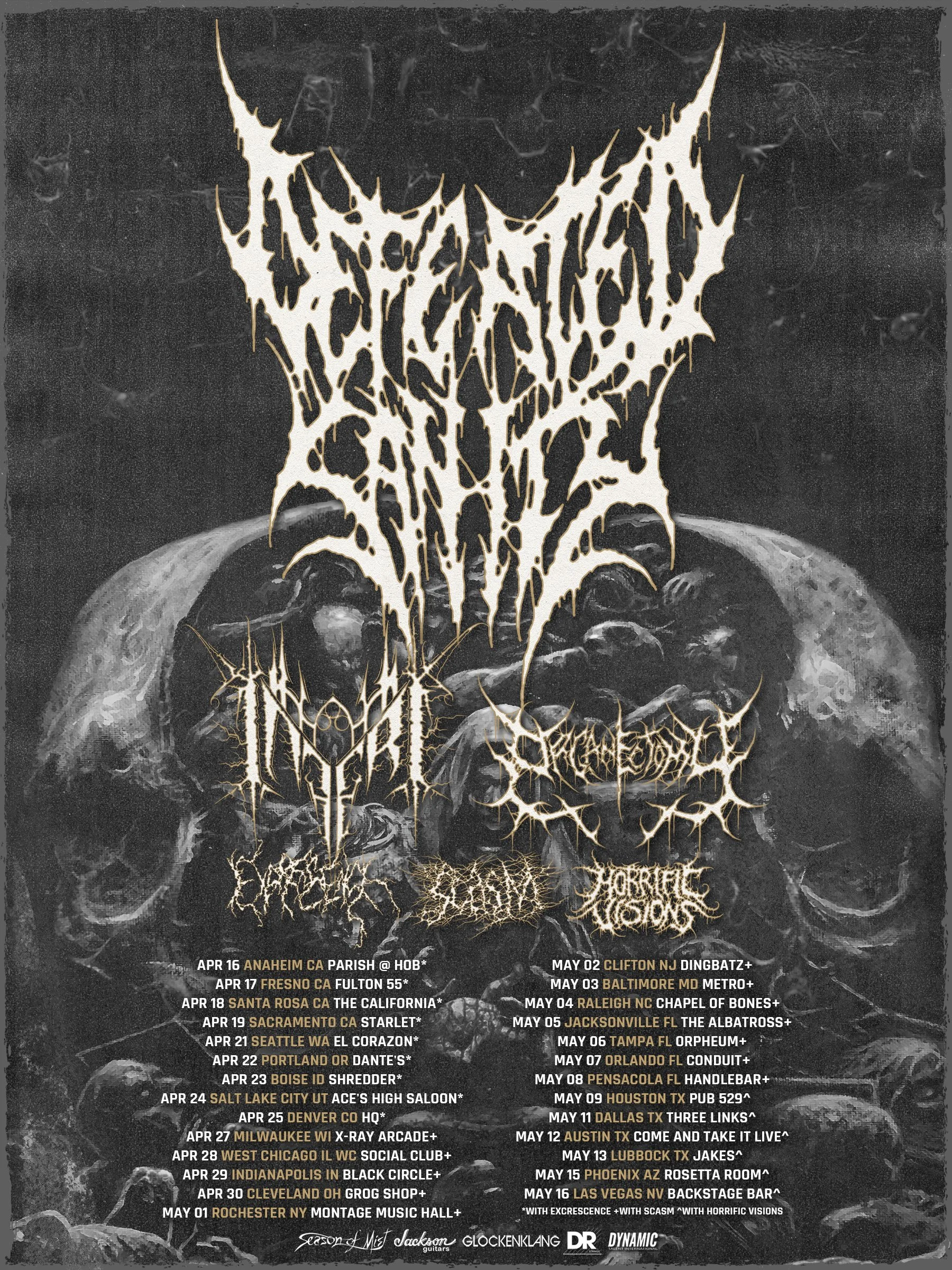 👹INFERI Joins DEFEATED SANITY's North American Spring Tour as Direct Support, Replacing Vulvodynia👹