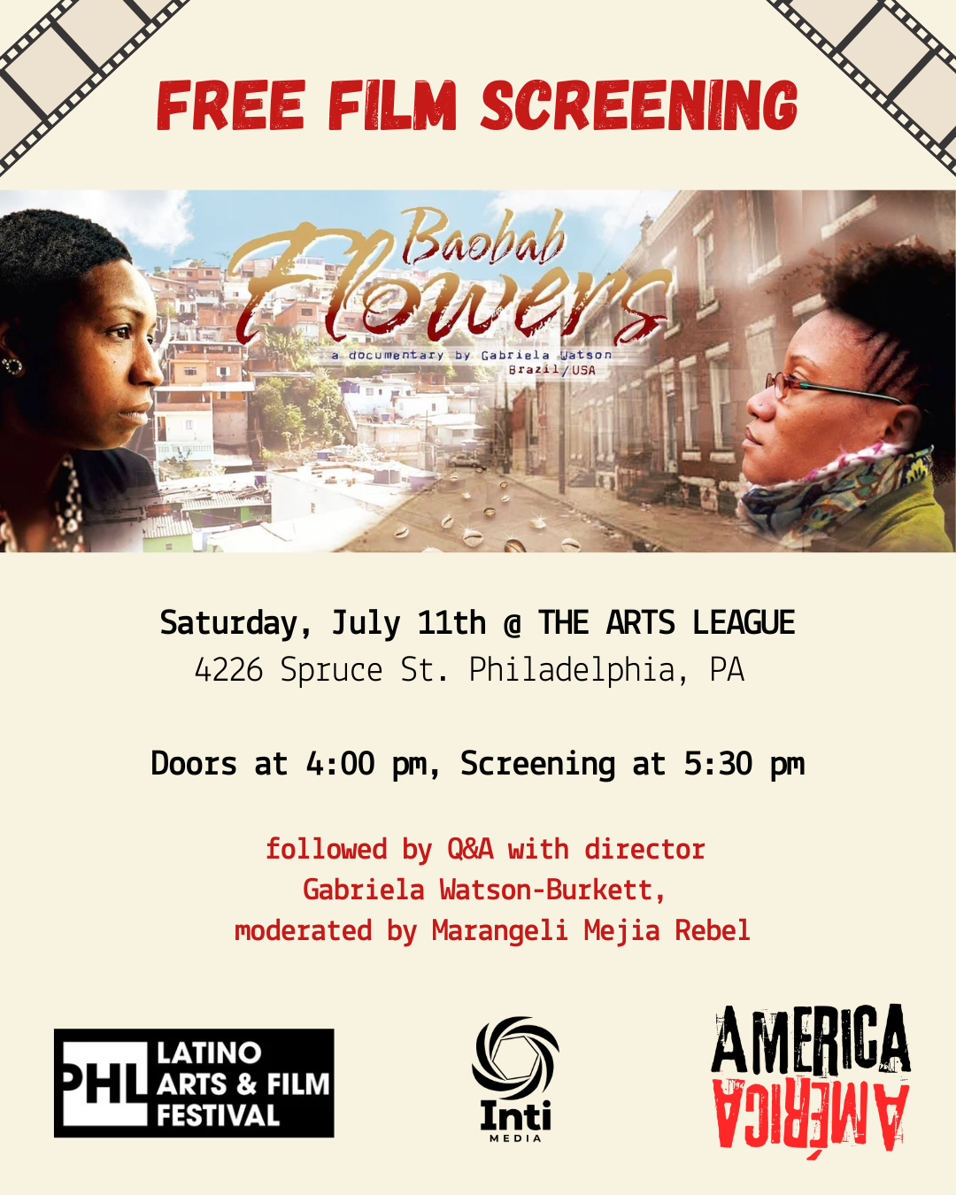 Free Screening &amp; Artists Roundtable: Baobab Flowers Documentary
