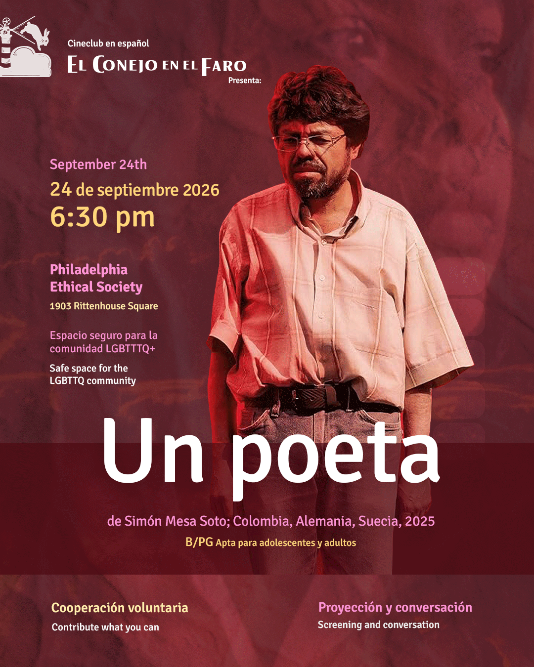 Cineclub en Español Conejo en El Faro Presenta "Un Poeta” de Simón Mesa Soto