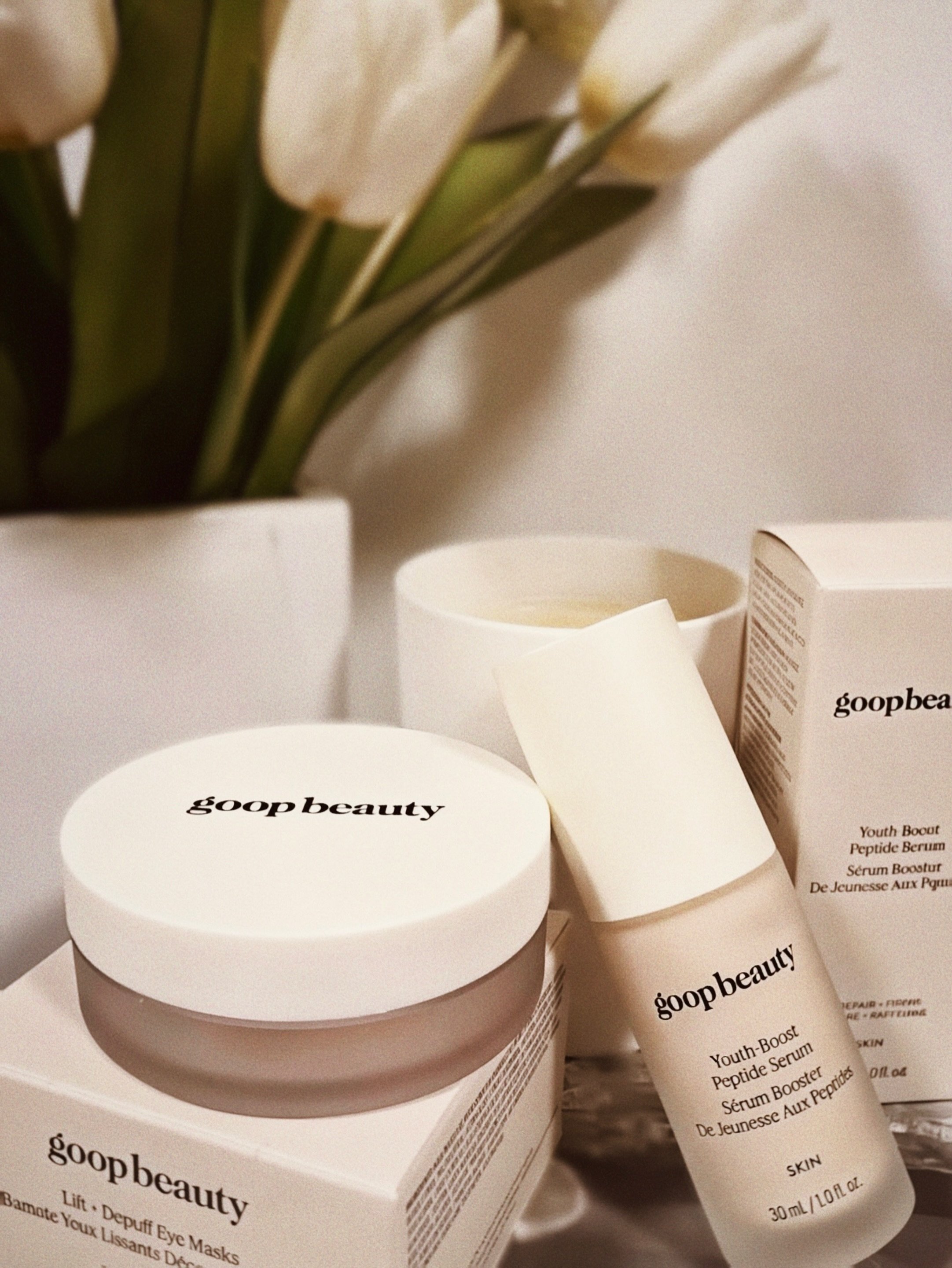having a little goop beauty moment. 🧴🧖🏽&zwj;♀️✨

sometimes the best part of your routine is finding products that make it feel a little more luxurious. | Sponsored 

adding these two (especially the lift + depuff eye masks!) to my beauty routine b