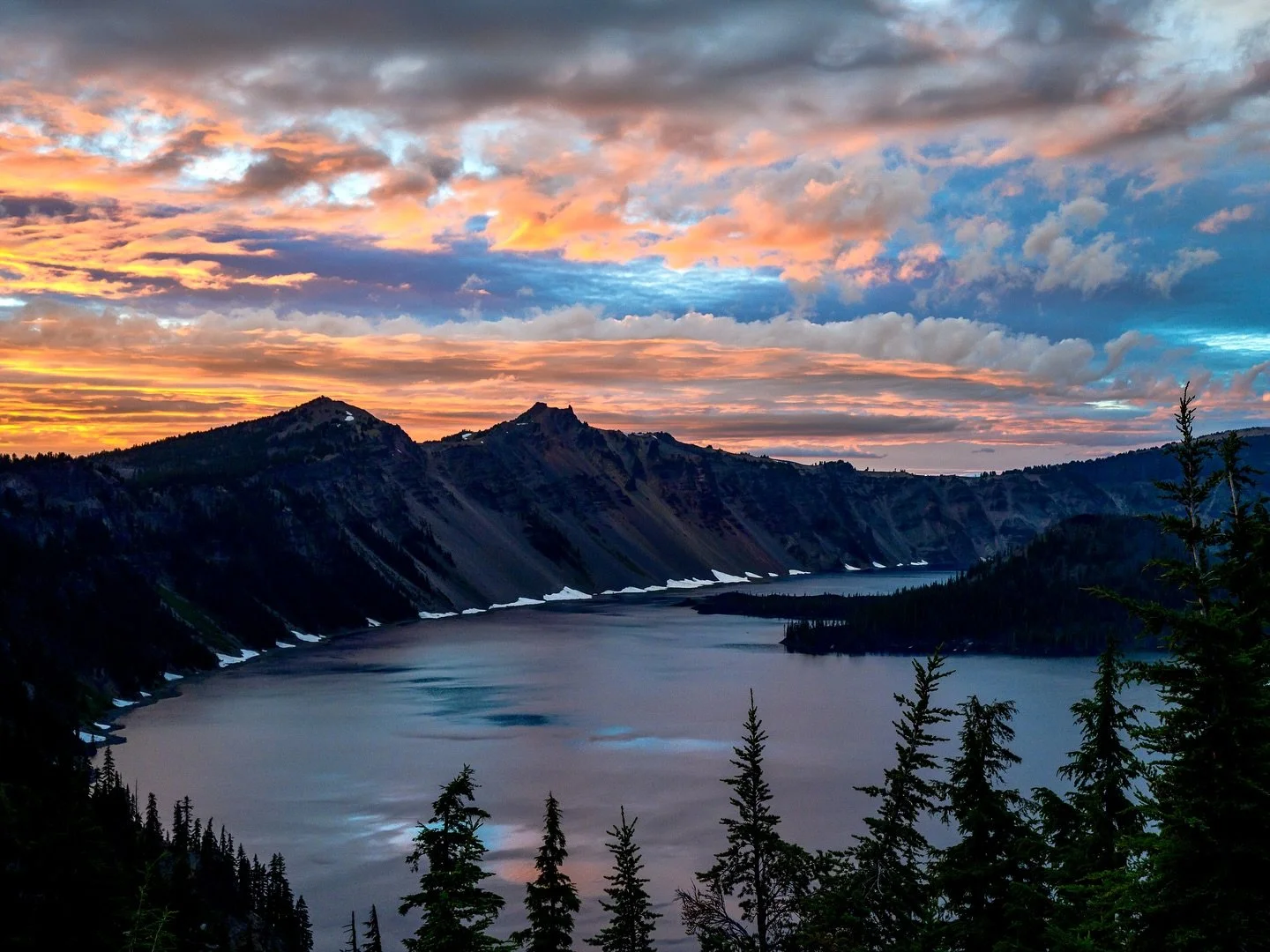 Final dispatch from Oregon. On my only night in Crater Lake, I chased the sunset all over the park, and as last light fell I was the only one left on the rim of the lake to see the colors Nature had conjured up on a random Sunday in July. Trip summar