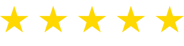 Six gold stars arranged in a row on a black background.