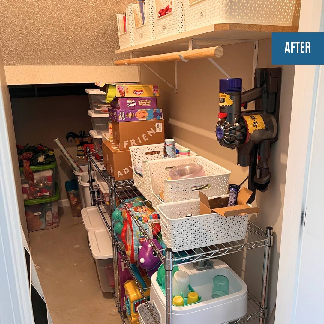 This closet is now functional again, we love to see it! 👏

Adding various bins and a new shelf from Target completely transformed this space, making it almost unrecognizable!

 #twincities #inhomeorganizing #organizationhacks #organization #organize