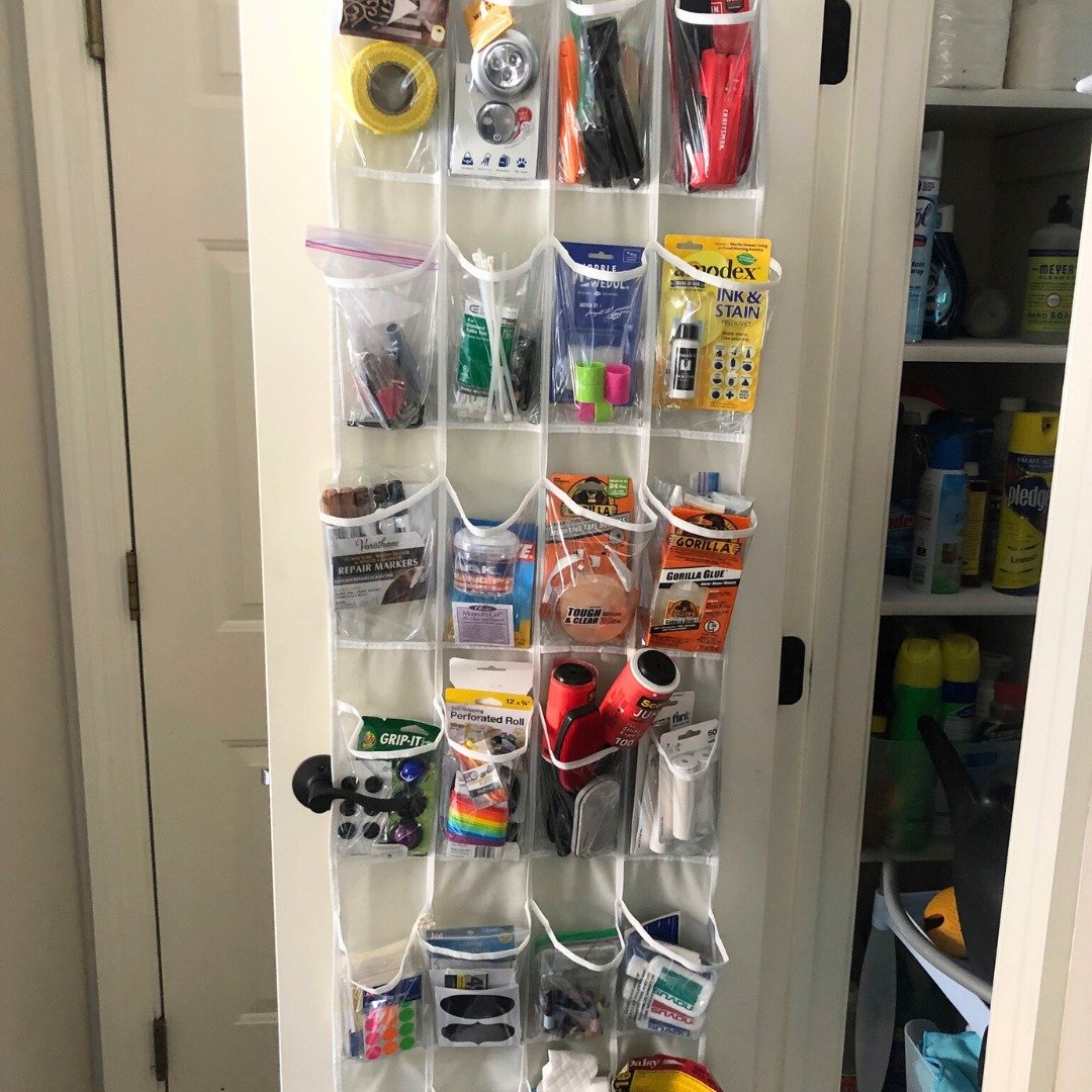 If you know me, you know how much I love this over-the-door hanger for its simplicity and easy accessibility! 

Here's a friendly reminder that being organized doesn't have to be complicated. If it works for you and your space, that's all that matter
