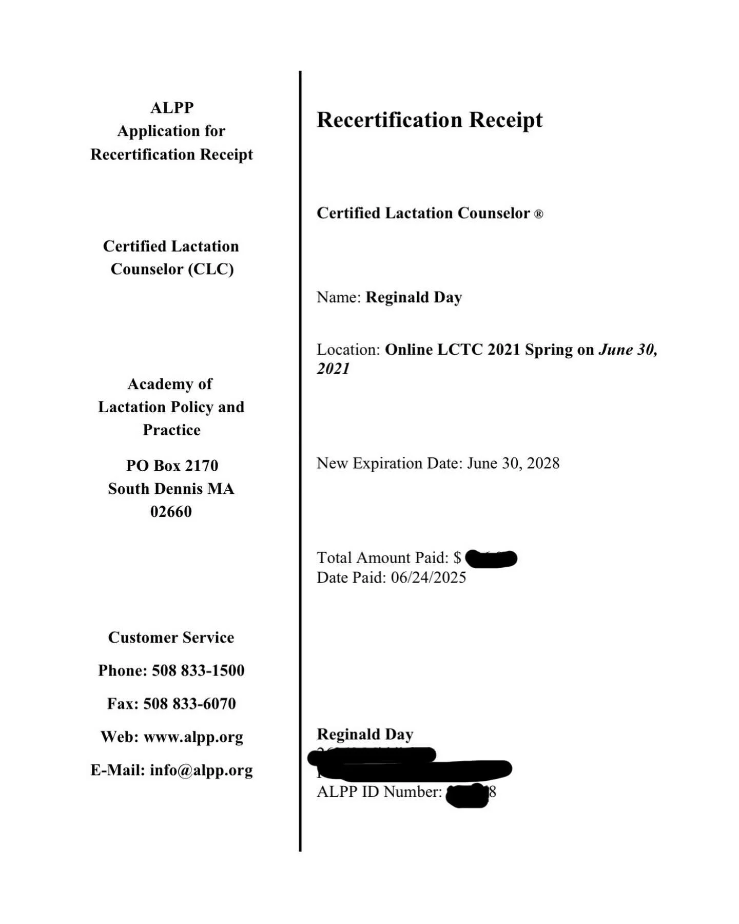 Recertified & Recommitted
I’m proud to share that my Certified Lactation Counselor (CLC) credential has officially been recertified! 
This work is more than a title—it’s a commitment to walk alongside families as they navigat