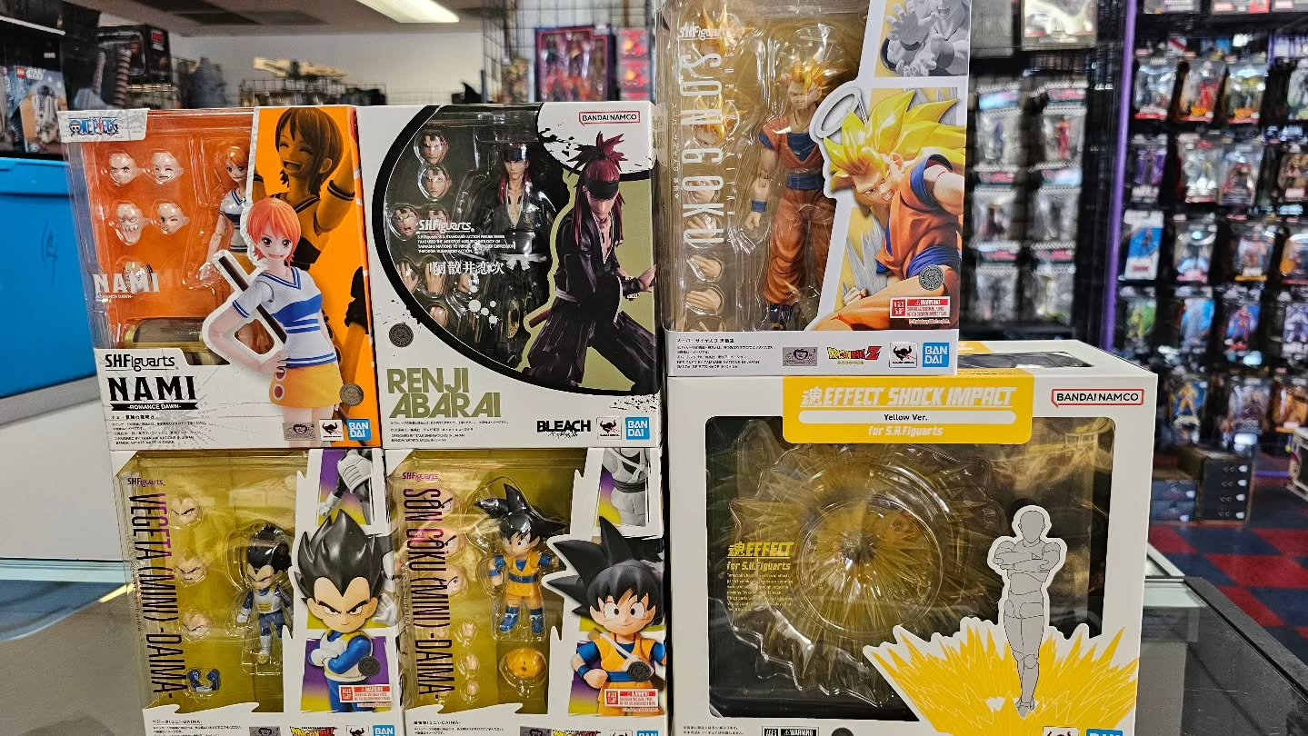 A shipment of brand new S.H. Figuarts action figures just arrived! One Piece,  Dragon Ball, and awesome effects available now!!

#retroexchangetoys #retroexchange #localbusiness  #supportlocal #toystore #toys #actionfigures #shfiguarts #dragonball #d