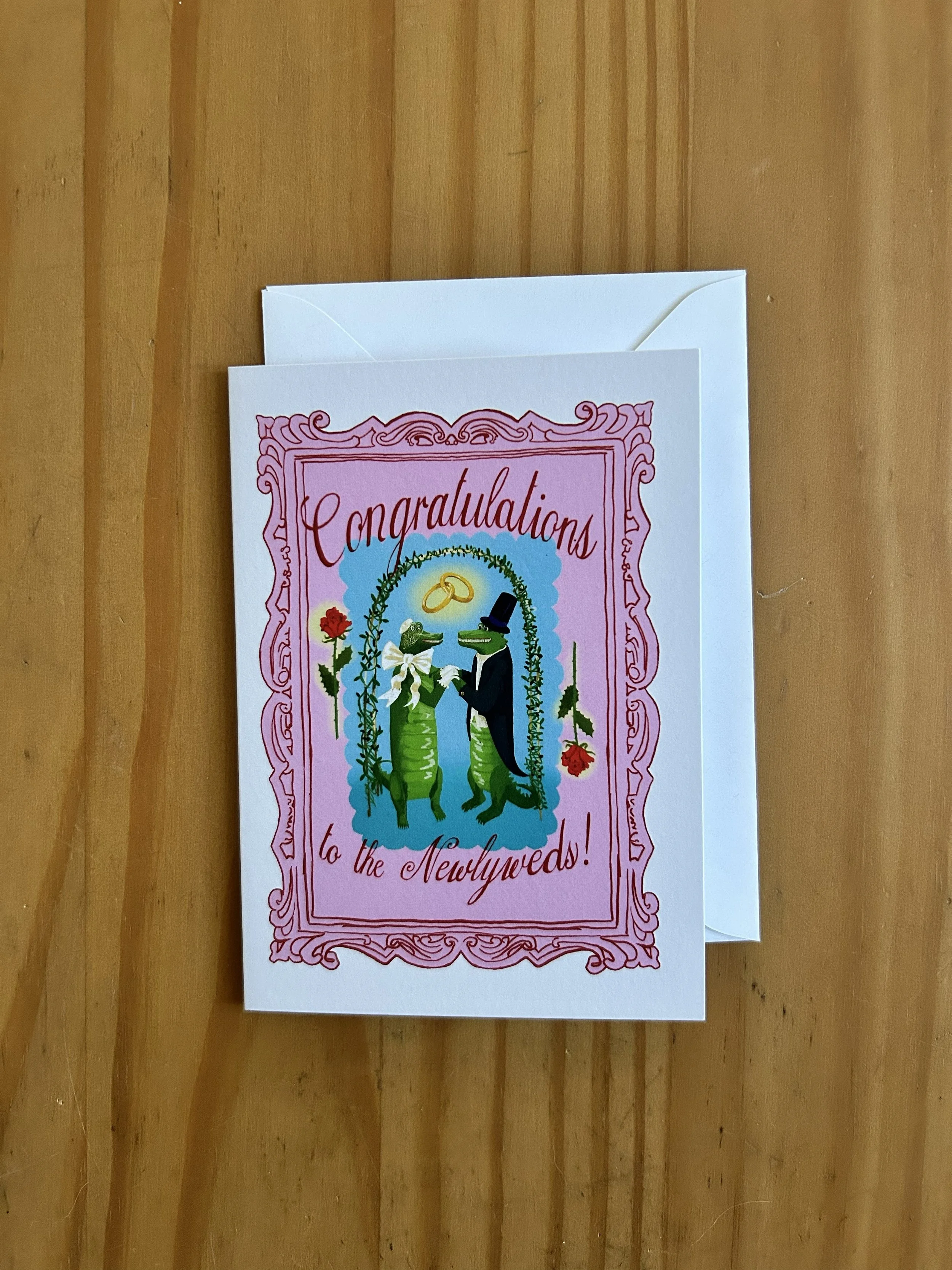 Alligator wedding day Card
