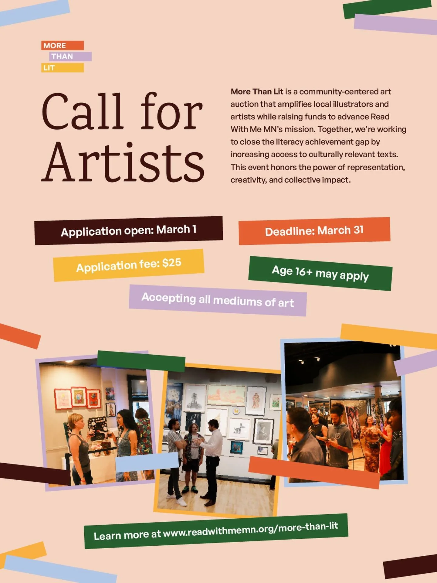 The Artist Application for our annual fundraiser is live! Link in bio and find more information at readwithmemn.org/more-than-lit. This is your opportunity to have your work featured, your voice amplified, and your story shared! 

To create space for