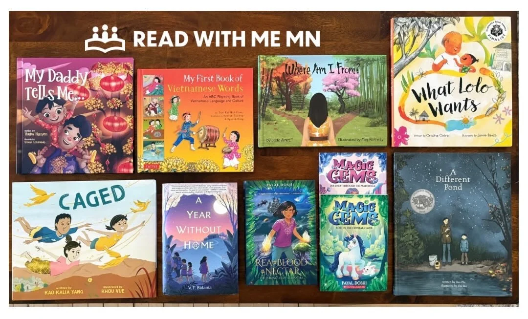 Just SOME of the books we&rsquo;re reading and donating this month for Asian American and Pacific Islander Heritage Month. All written by local authors or illustrators. #supportlocal #aapi #aapiheritagemonth #literacy