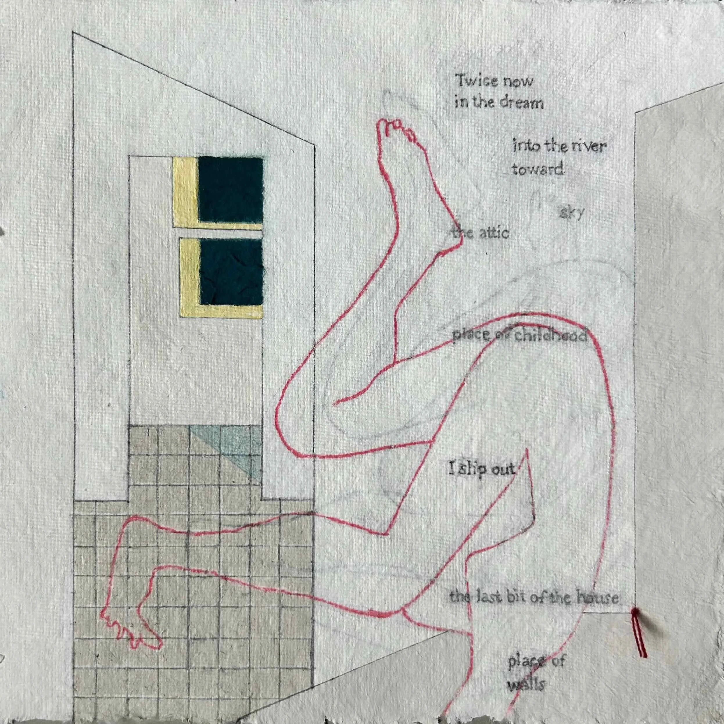 "Place of Walls", Mixed media, 8x8 inches