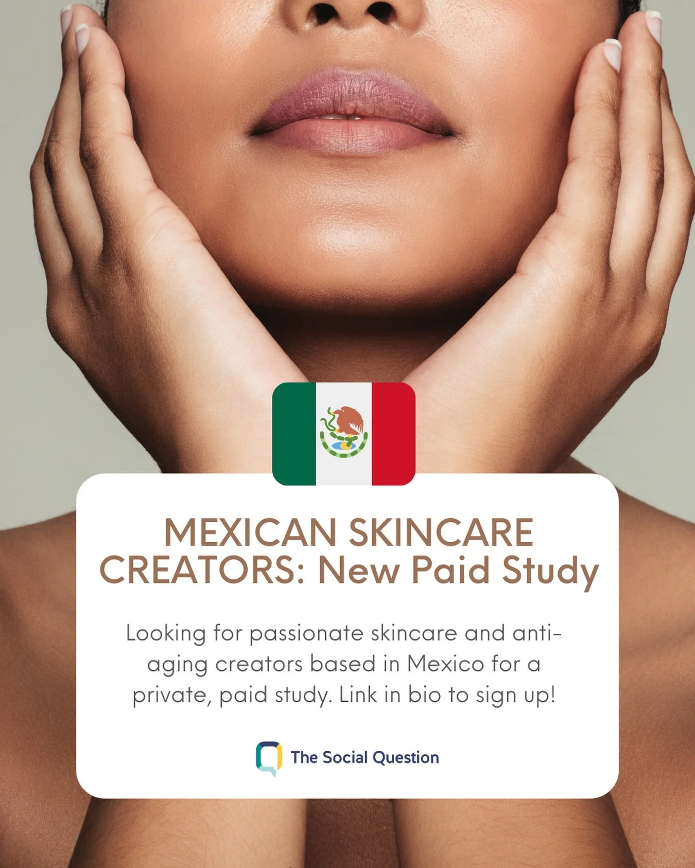 Our first study exclusively for MEXICO! Let&rsquo;s go! Looking for skincare creators ages 40+ for a speedy paid research assignment. Link in bio has the details and sign up form. #Skincare #Antiaging #mexicocreativo