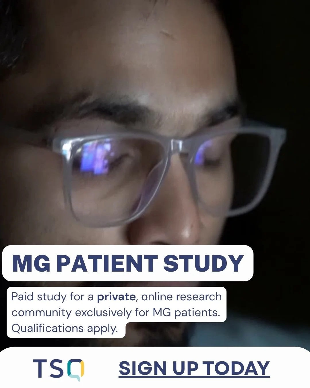 MG Patient Study - Paid Research Opportunity 

Join an online community for people living with Myasthenia Gravis. Share about your treatment experience over 3 months in a private, supportive environment. Additional qualifications apply. 

✓ Ages 18+ 