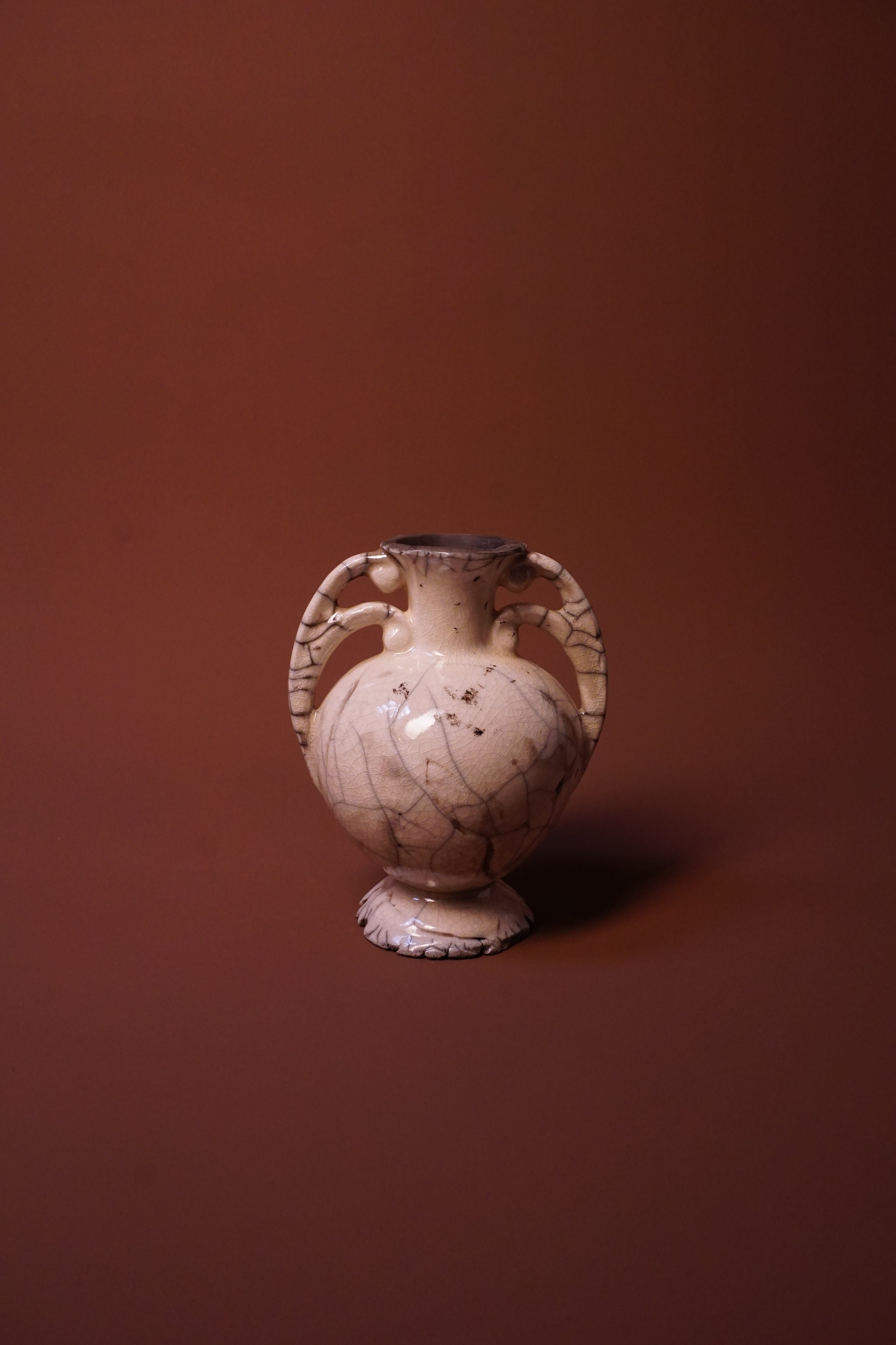 Raku Double Handle Vase