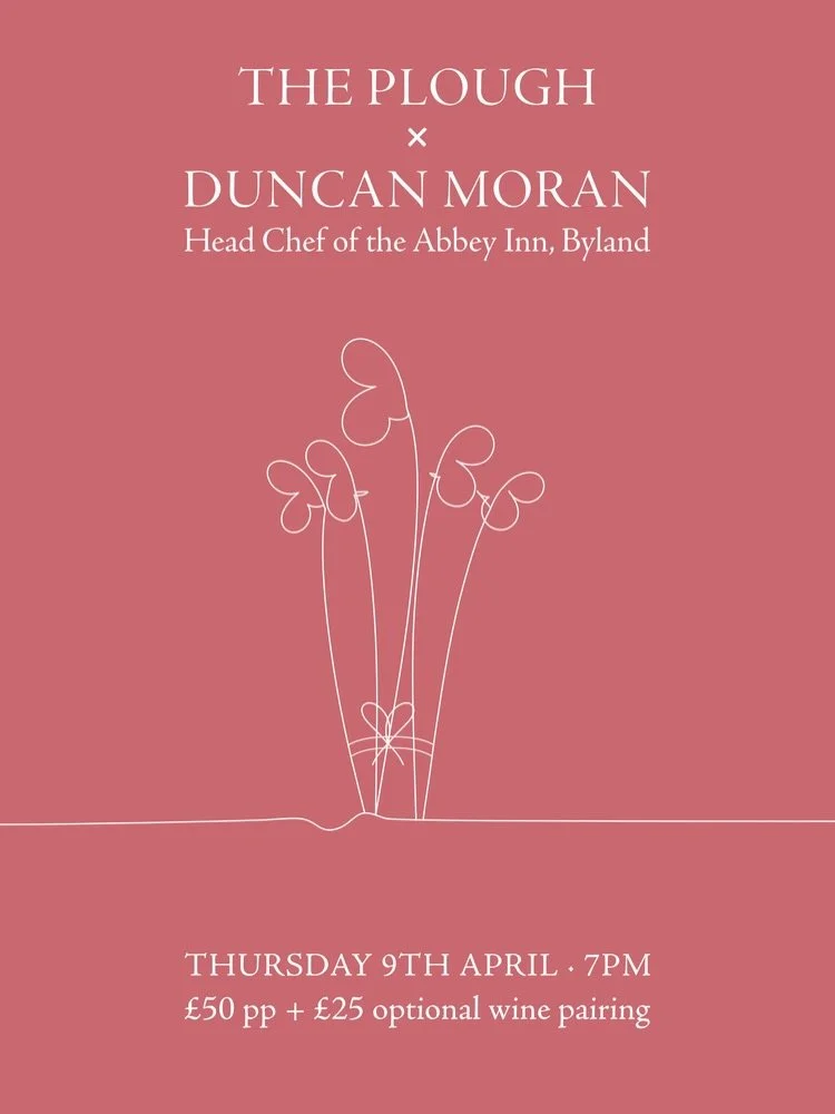 We&rsquo;re thrilled to announce The Plough&rsquo;s first guest chef event next month. We will be hosting our friend Duncan Moran, Head Chef of @abbeyinnbyland on Thursday the 9th of April. 

Raised in Kent and now doing great things in Yorkshire, Du