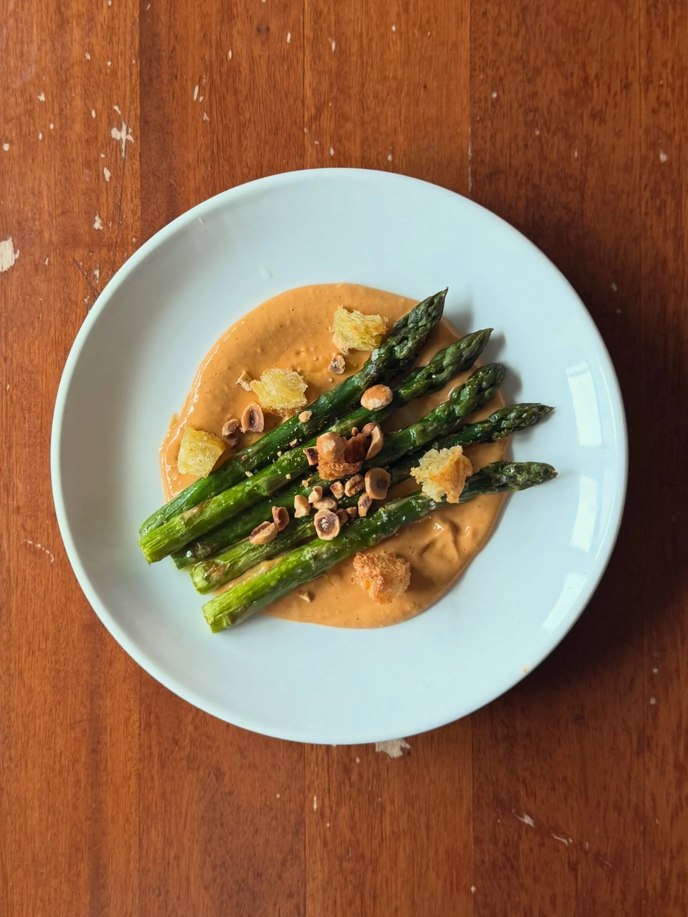 Asparagus + brown crab taramasalata.