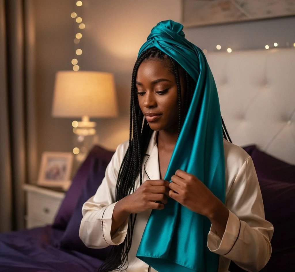 Protecting braids and twists overnight is crucial for longevity and preventing frizz! Wrap your protective styles with a satin scarf or bonnet to keep them neat and fresh for longer. ✨ 

Extend the life of your styles! Check out our website (link in 