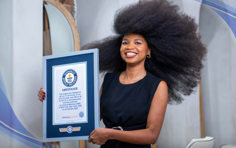 Crown Up, Queens! Meet Jessica L. Martinez, The New Guinness World Record Holder for the LARGEST Afro!