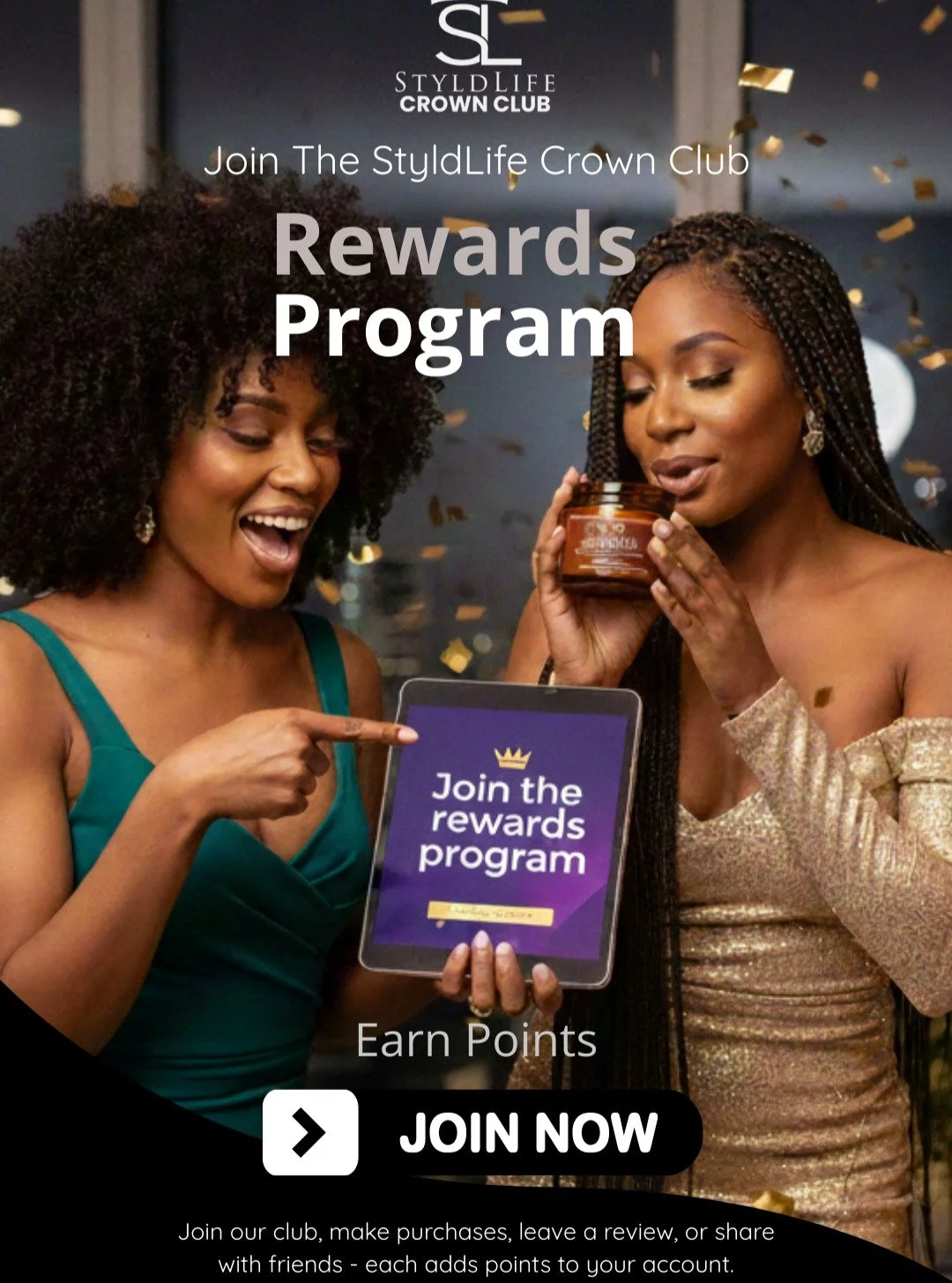 ✨ THE REWARDS YOU DESERVE ARE HERE! ✨
Your natural hair journey just got a major upgrade. We are so excited to announce that StyldLife Crown Club Rewards is officially launching TODAY! 🎊

We believe in celebrating your consistency and your crown. No