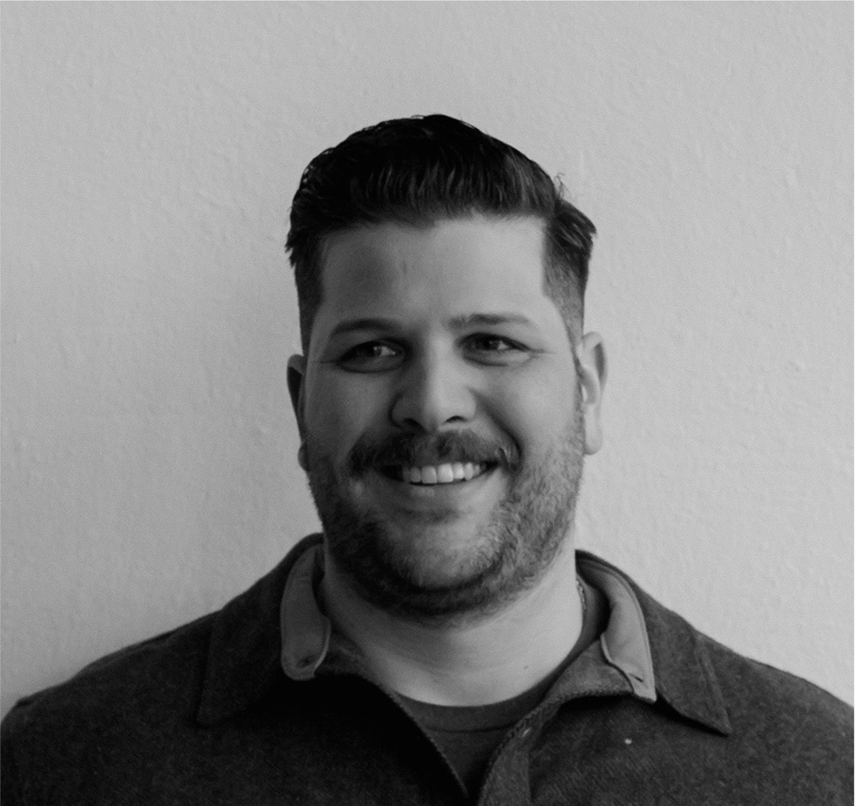 Black and white image of owner and manager of Soft Step