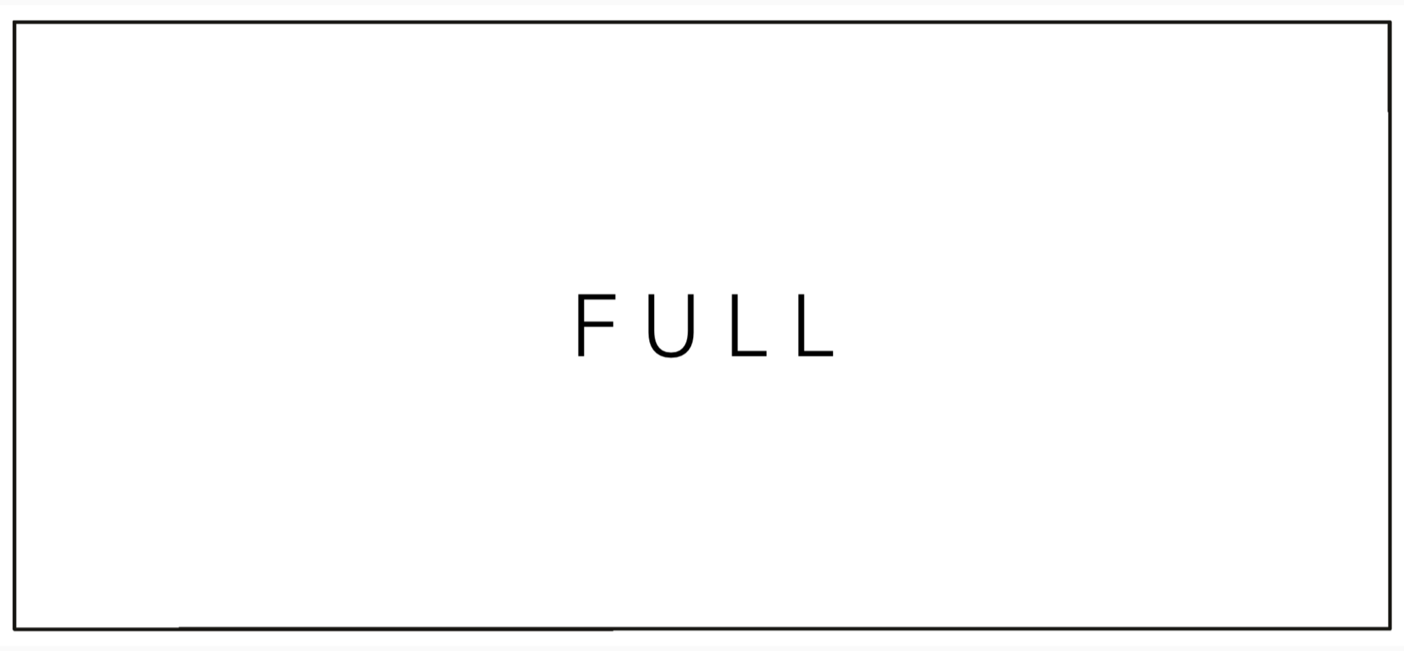 The word 'FULL' is centered on a white background with a black border.