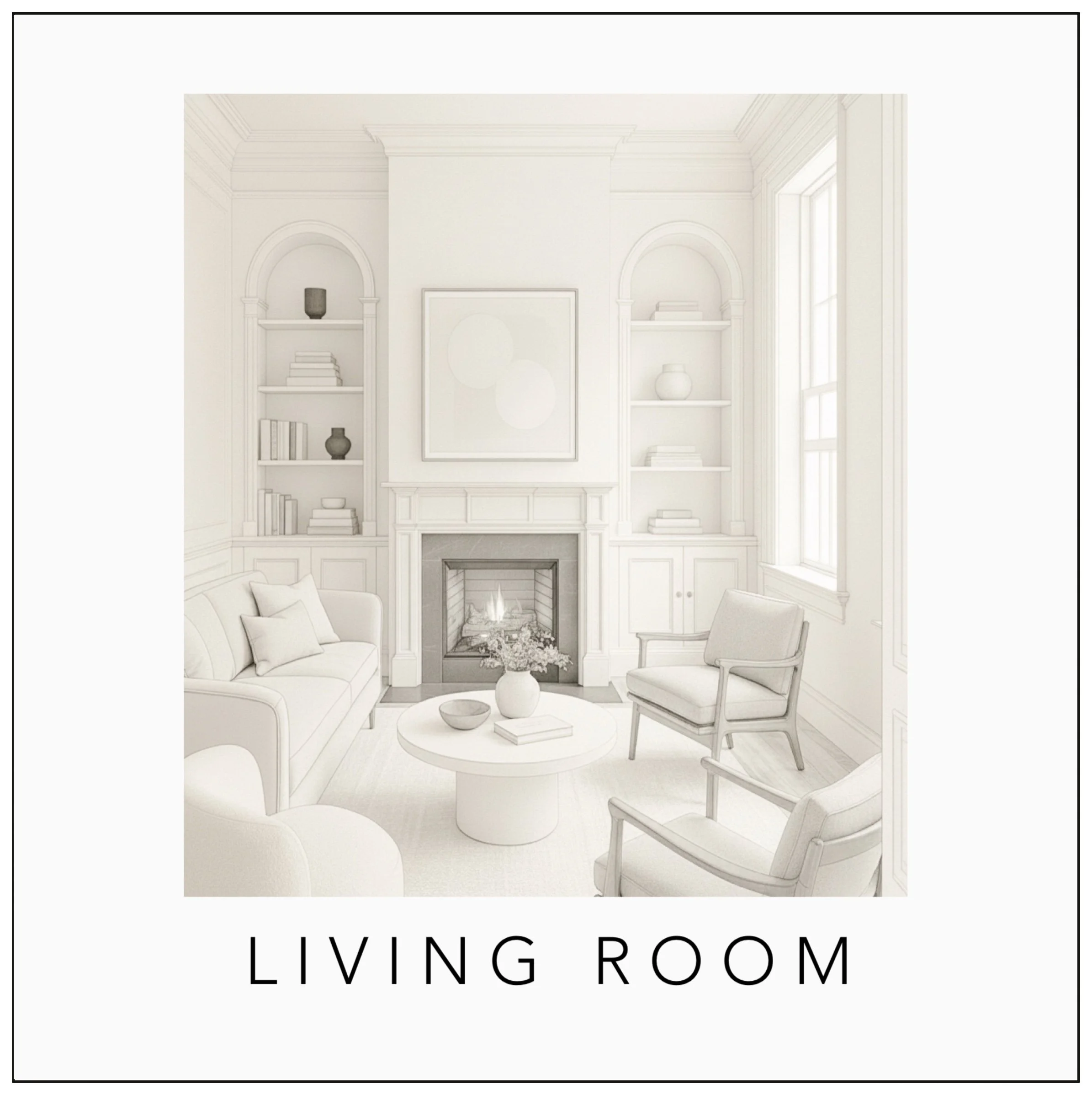 Livings Room from Designs Delivered's Home Furnishings and Décor featuring curated design boards for living space furniture and layouts