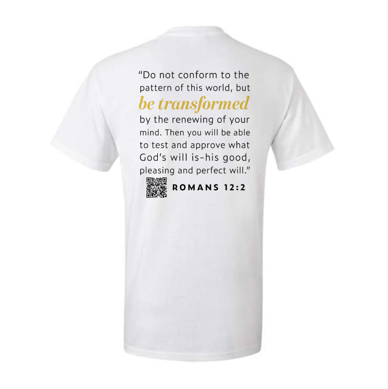 Romans 12 2 Be Transformed Butterfly Tshirt White Back.png