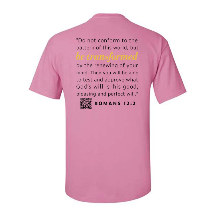 Romans 12 2 Be Transformed Butterfly Tshirt Pink Back.png