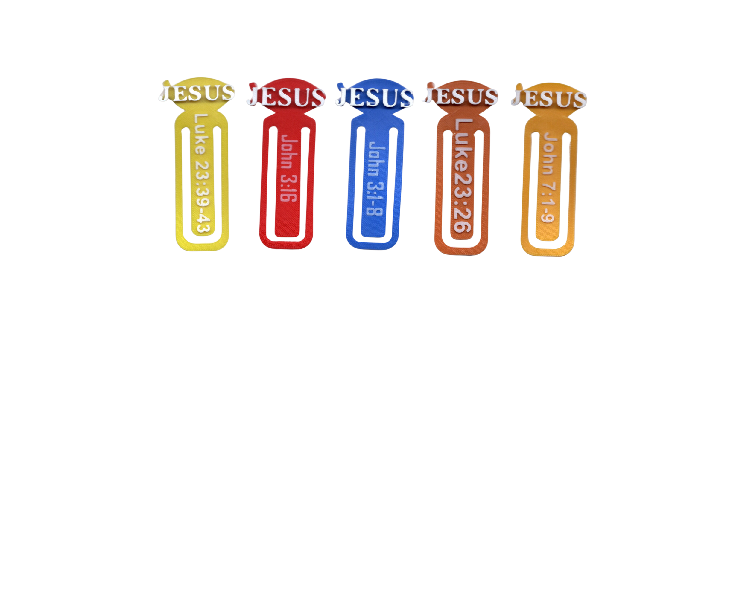 Bible Bookmark Assorted Colors/ Verses/ Styles - Bible Verses Printed - 3D Printed - Roughly 3" x 1 1/2"