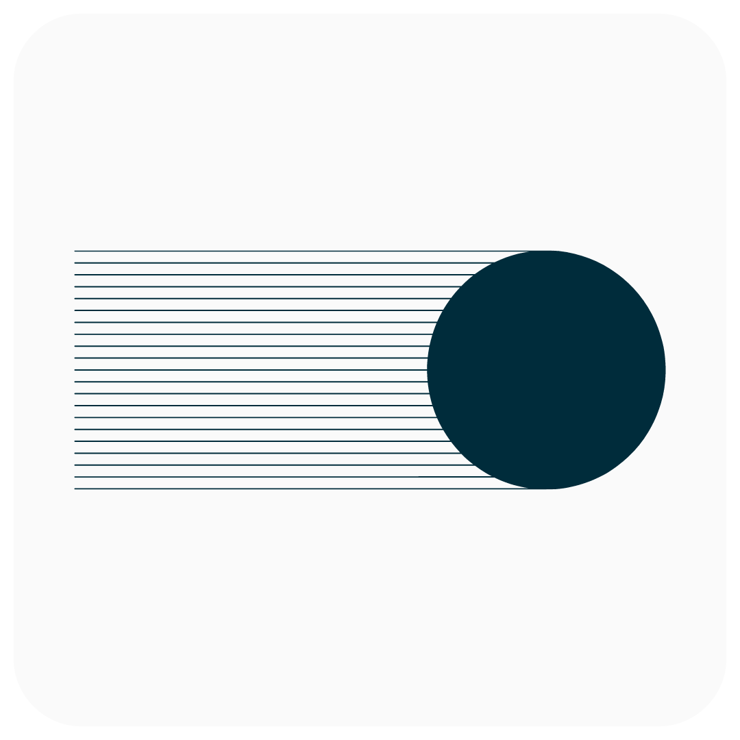 Abstract design with a dark circle and horizontal lines on a light background.