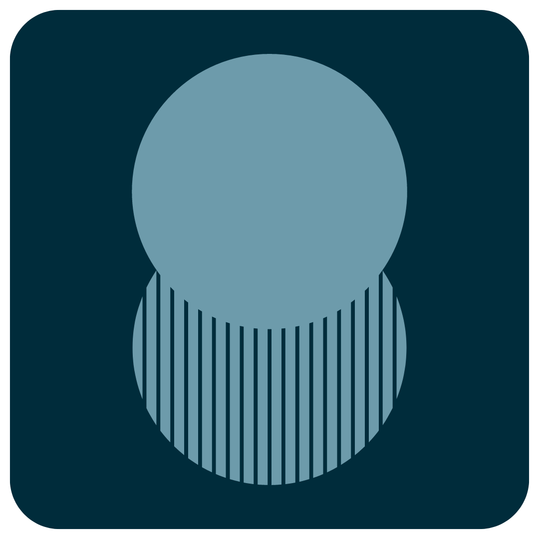 Abstract illustration of overlapping circles with stripes on a dark background.