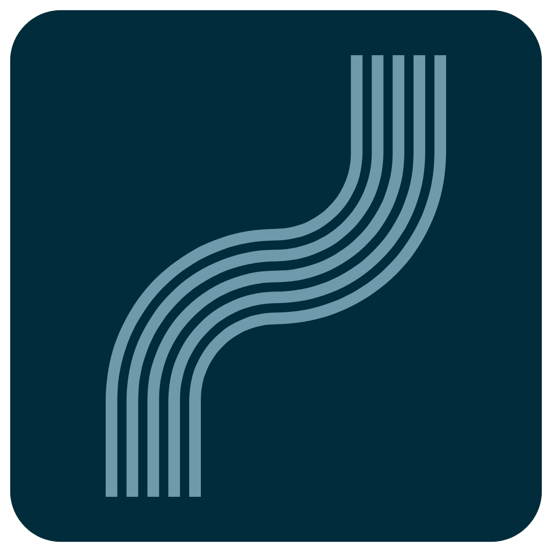 Abstract icon with curved lines on dark background