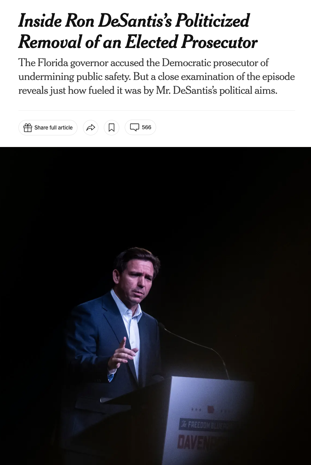 Inside Ron DeSantis's Politicized Removal of an Elected Prosecutor