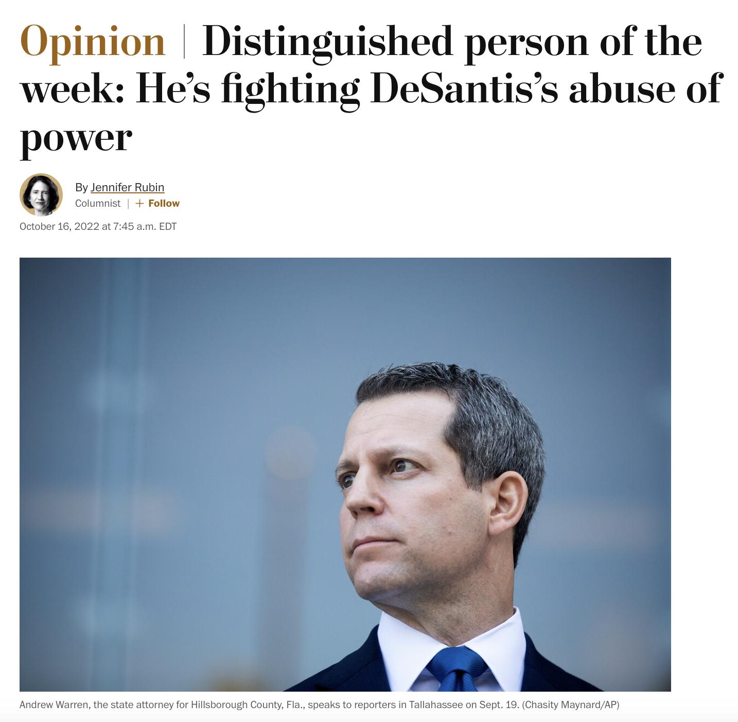 Opinion | Andrew Warren is standing up to Ron DeSantis