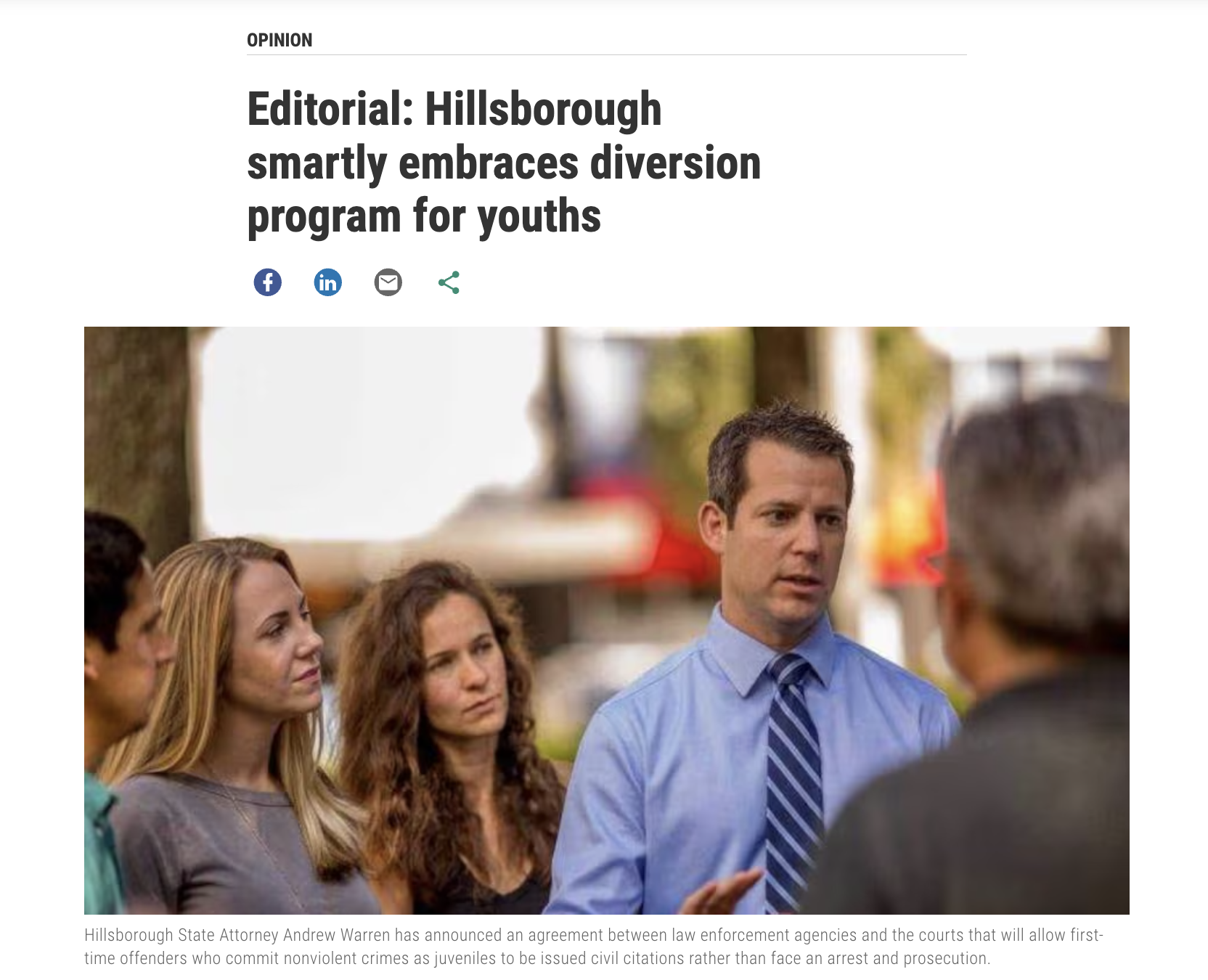 Editorial: Hillsborough smartly embraces diversion programs for youths