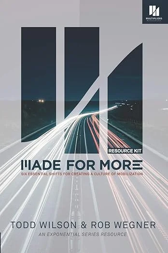 Cover of a resource kit book titled 'Made for More' by Todd Wilson and Rob Wegner, featuring a city highway at night with streaks of car lights and a modern urban skyline in the background.