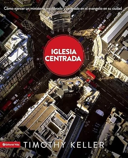 Top-down view of a city intersection with a large red circle in the center that reads 'Iglesia Central.'