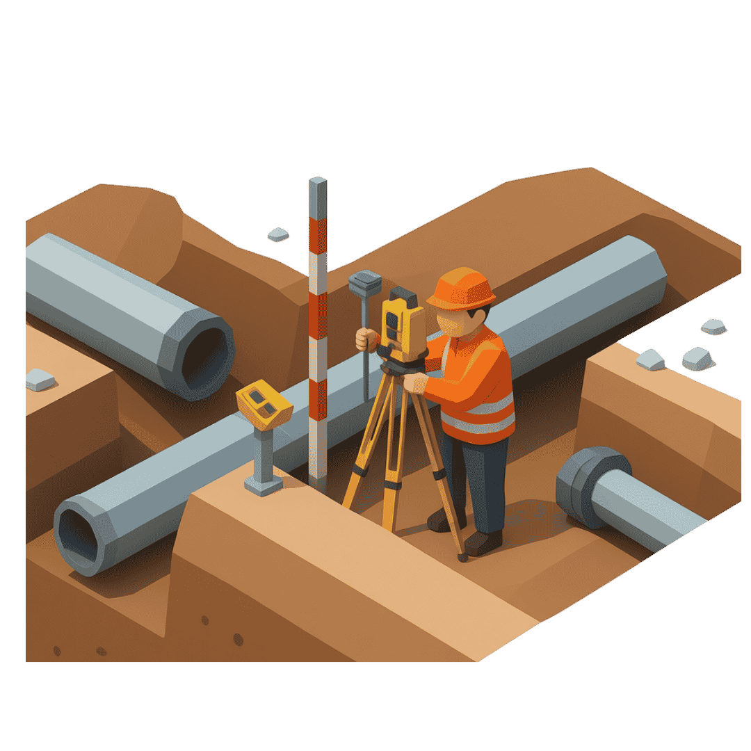 A polygonal illustration of a geospatial professional capturing data of underground utilities with geospatial technology