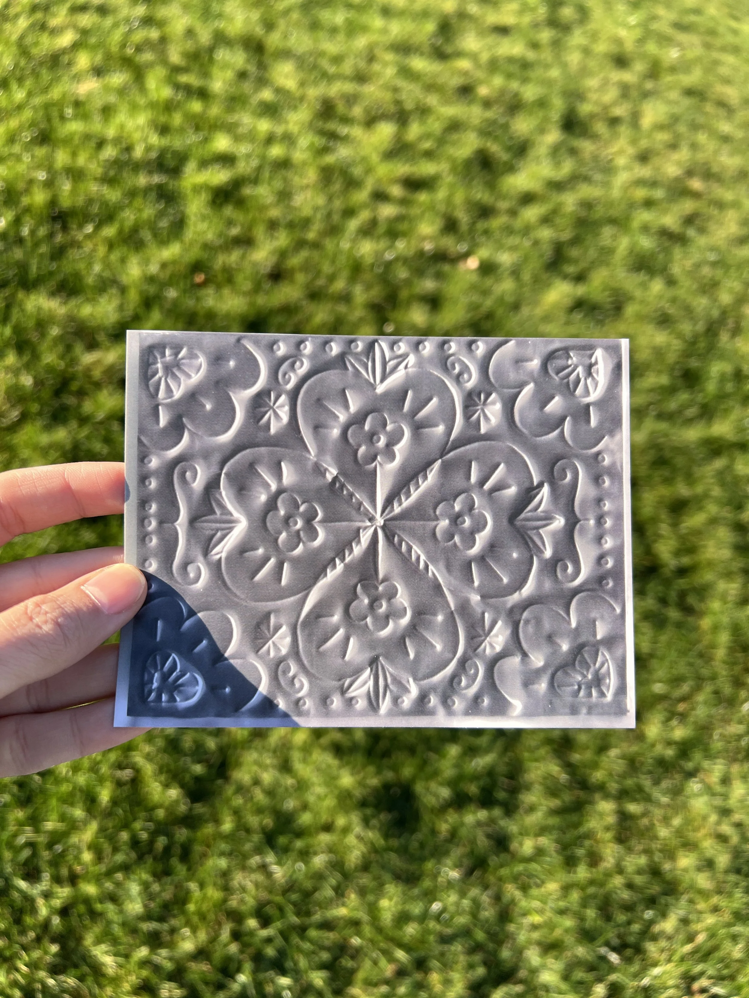 Embossed Silver Heart Postcard