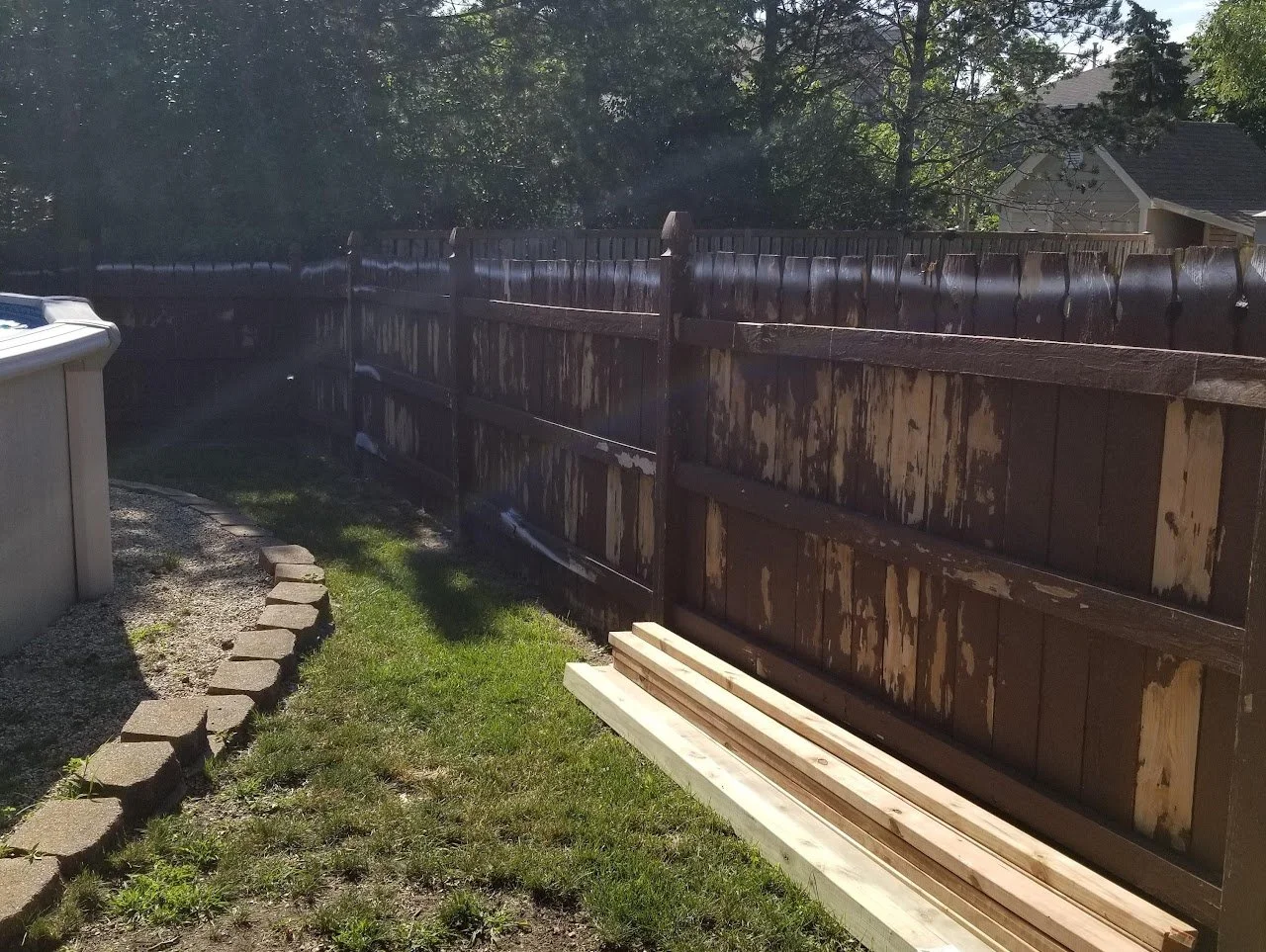 Before: Meticulous Prep is Key for Damaged Fence Staining Projects