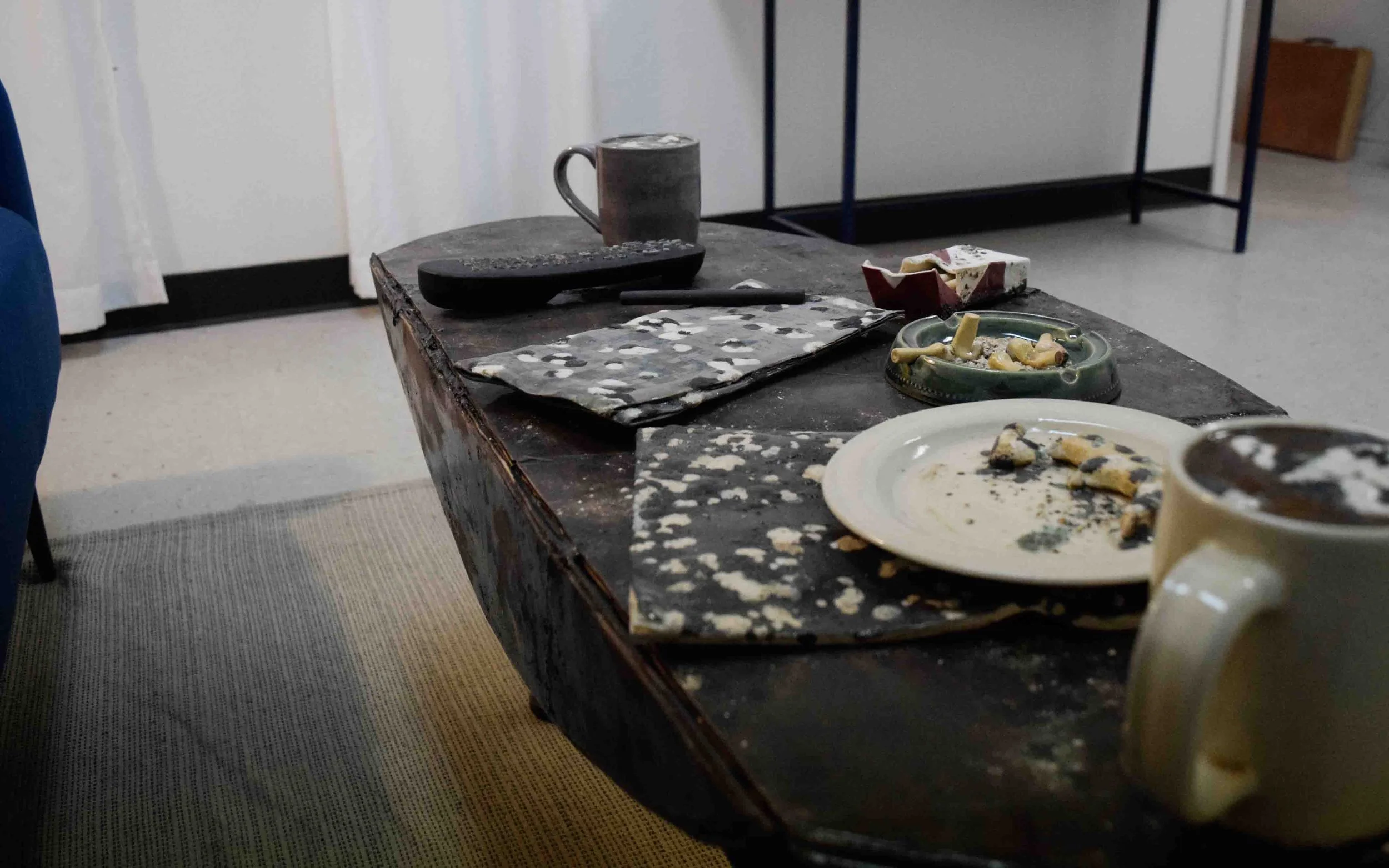 "We'll Be Right Back", Ceramic, photography, and furniture, 2025.