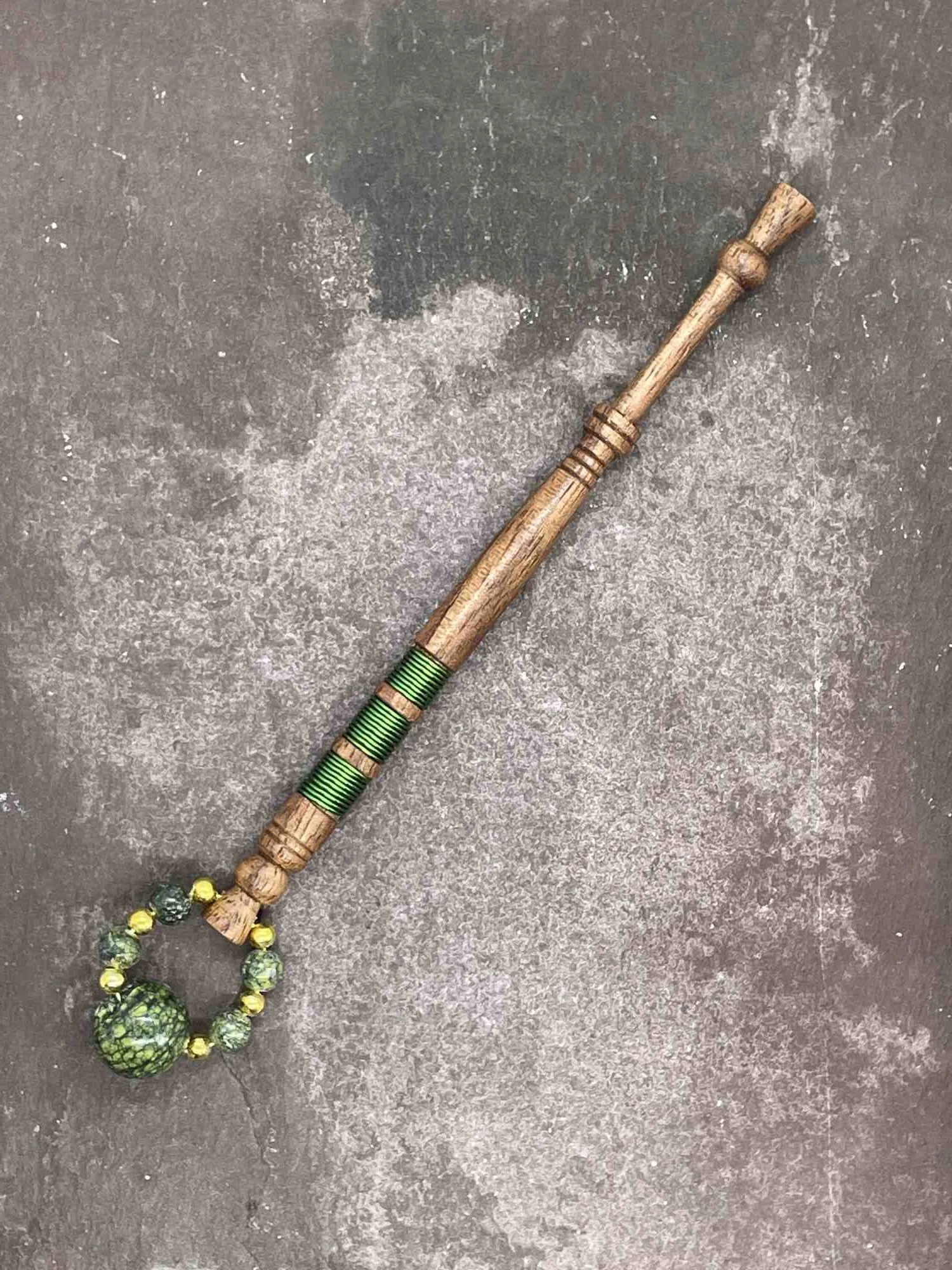 Walnut Lace Bobbin with Triple Wire Decoration