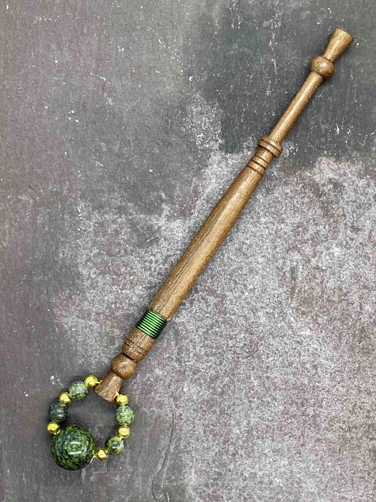 Walnut Lace Bobbin with Wire Decoration