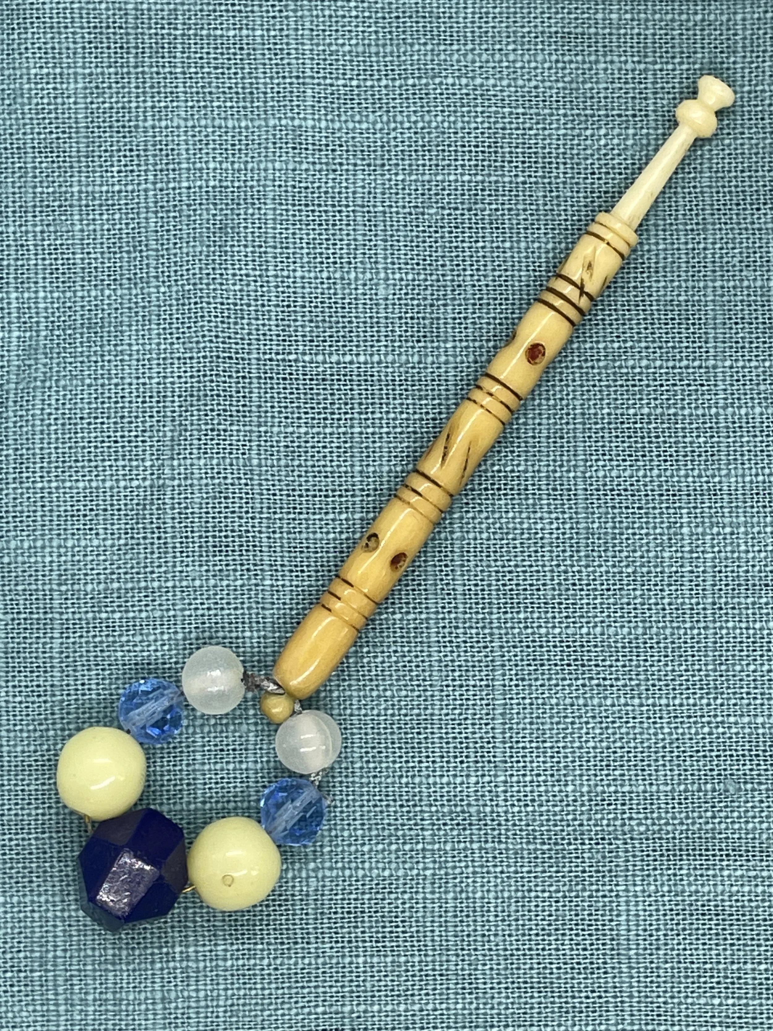 19th-century Antique Bone Bobbin with spangle (our ref W3)