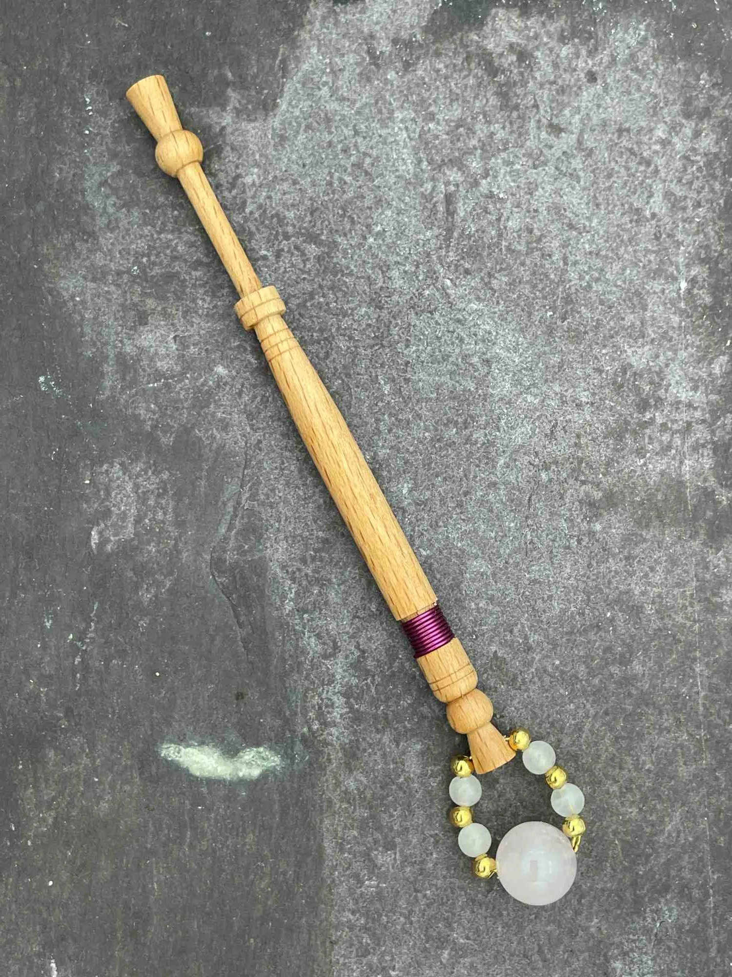 Beech Lace Bobbin with Wire Decoration