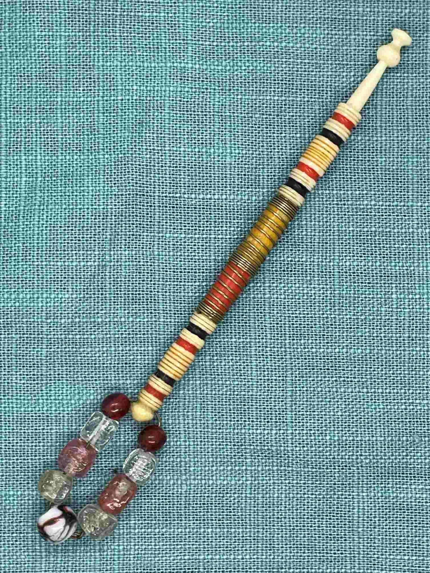 19th-century Antique Bone Bobbin with spangle (our ref W8)