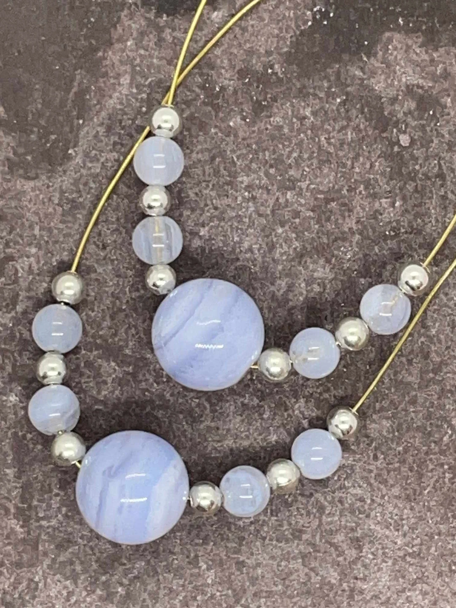 A Pair of Blue Lace Agate Spangles