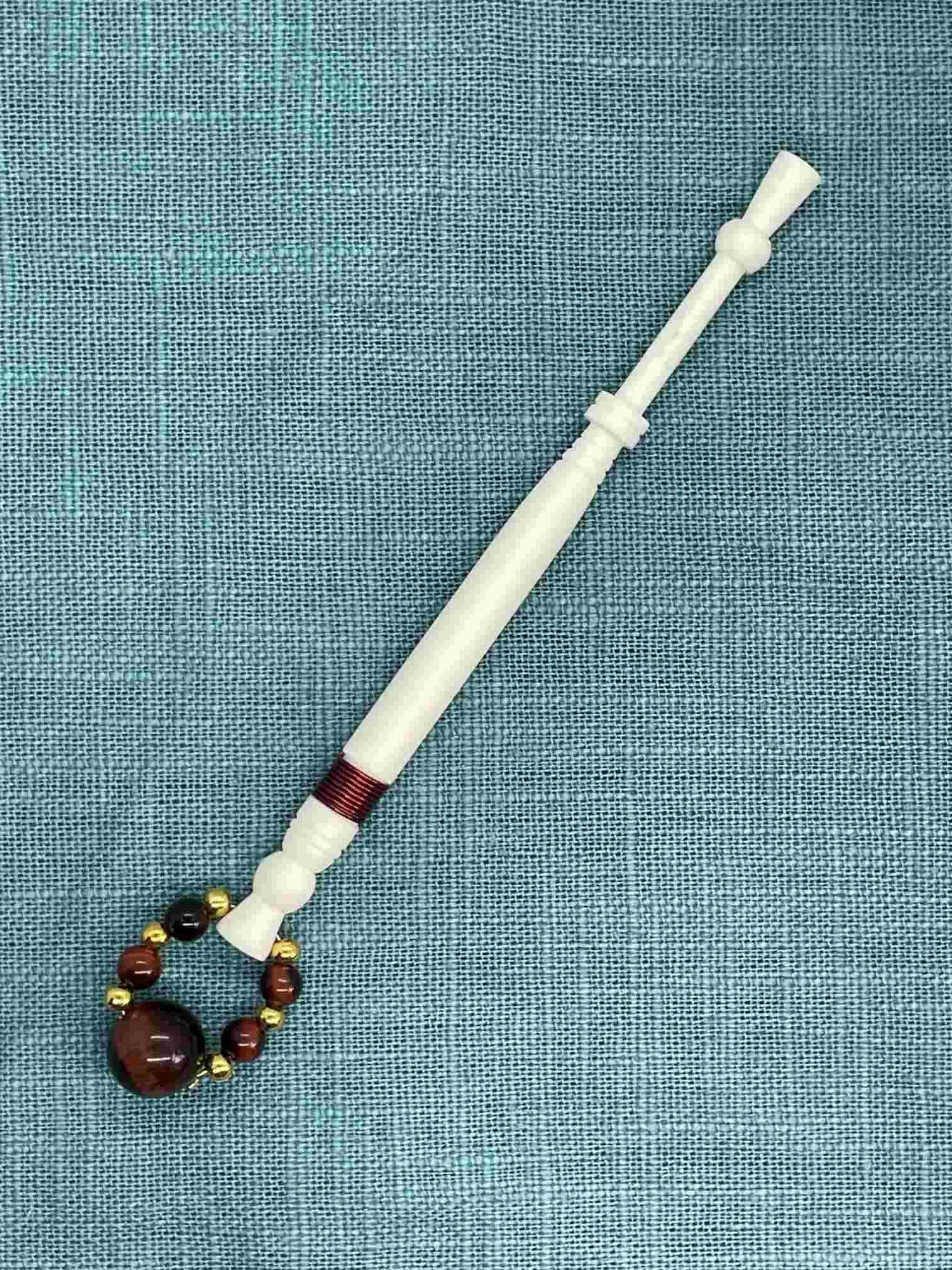 Bone Lace Bobbin with Wired Decoration and a Red Tigereye Spangle