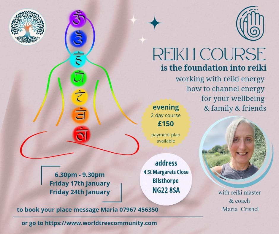 Reiki 1 Course & Atunement - 2 sessions (Fridays)
