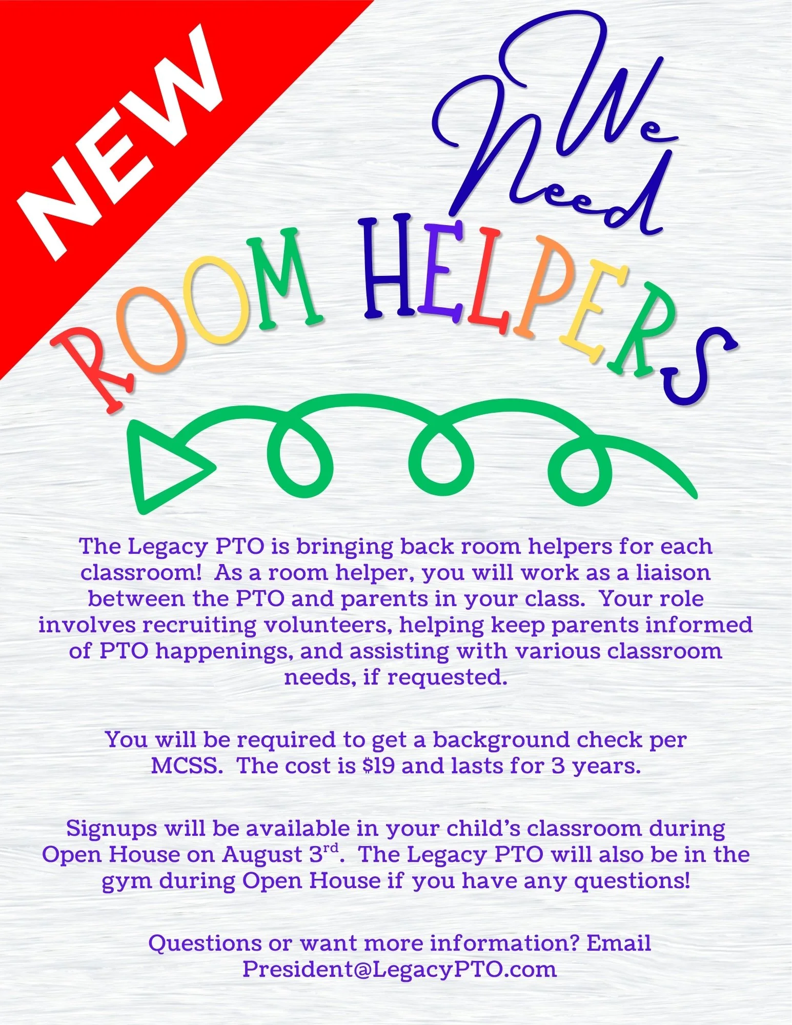 Room Helpers Needed!
